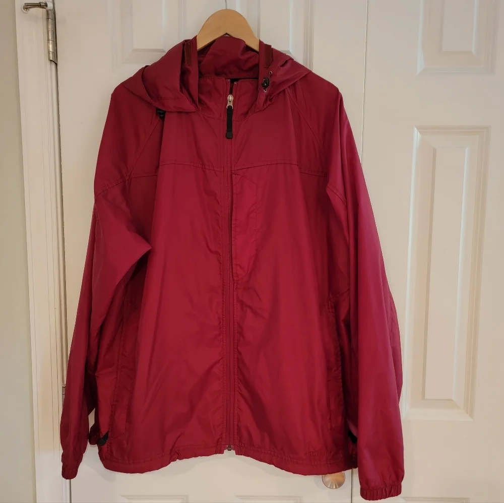 L.L. Bean‎ Men's Windbreaker Jacket Full Zip Hooded Bordeaux Nylon Gorpcore